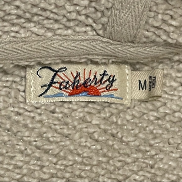 Faherty Whitewater Beach Terry Hoodie Organic Cotton Blend Sweatshirt | Medium - Picture 7 of 12